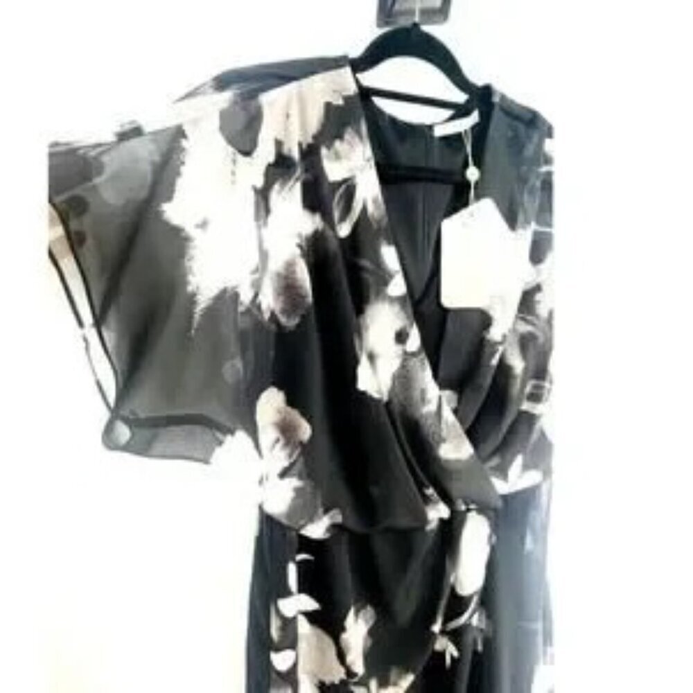 Jacques Vert Dress 10 NWT Black and White Floral Knee Length - Picture 8 of 8